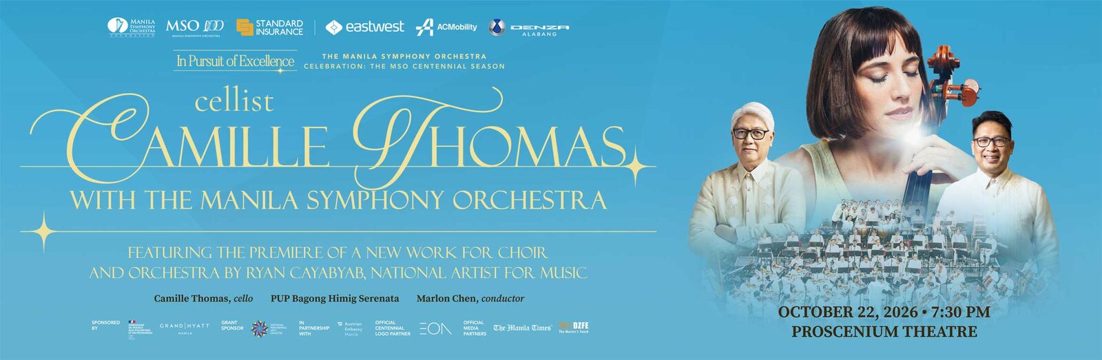 Cellist Camille Thomas with the Manila Symphony Orchestra